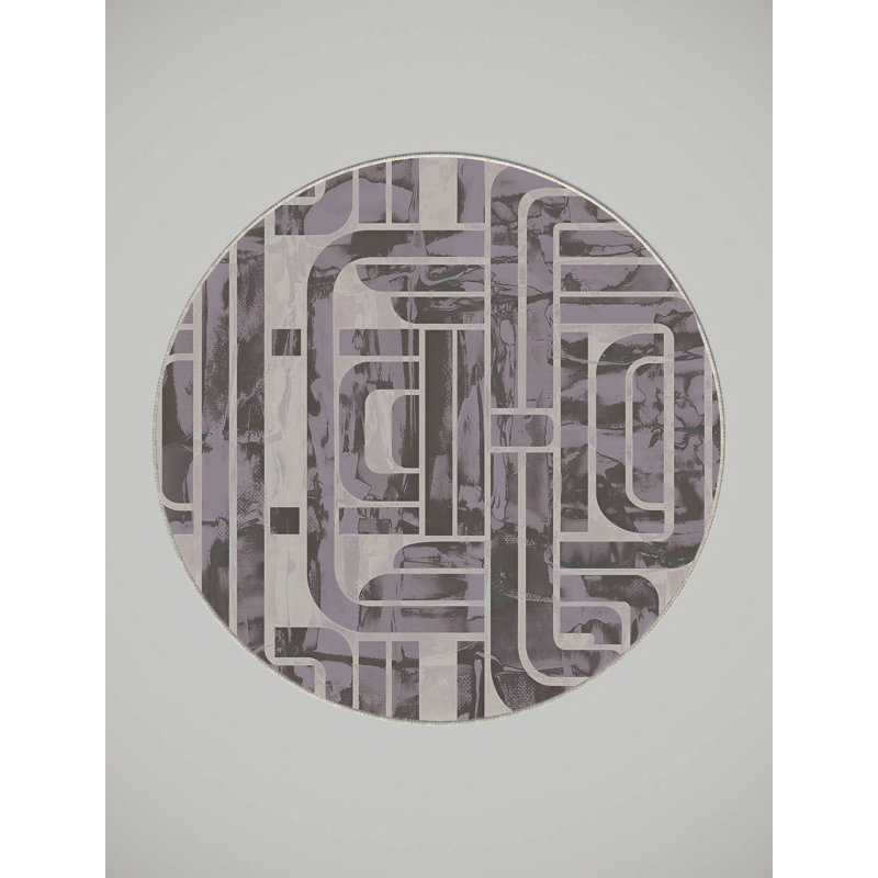 Tapis en polyester tissé à la machine en lotus, Rond 3 pi
