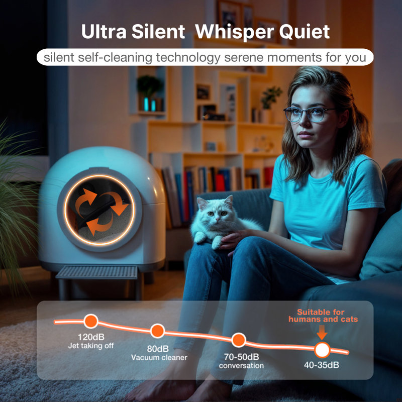 Self Cleaning Cat Litter Box - Extra Large Automatic Litter Box For Multiple Cats, Odor Control & Quiet Operation With App Control, Anti-tracking Design, Works With Ios/android