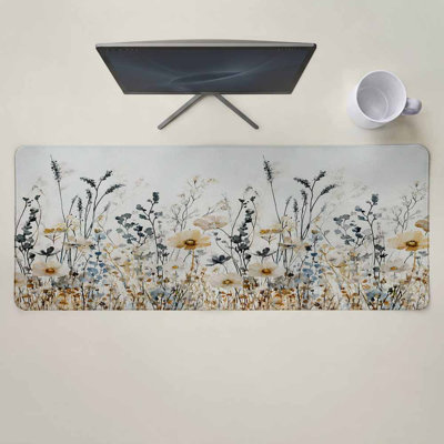 Vintage Floral Spring Mouse Pad Gaming Desk Mat for Keyboard and Mouse, Farmhouse Botanical Blooms Large Mouse Pad with Non-Slip Base, Decorative Mousepad for Game Office Home, 11.8 x 27.56 inComes with a pure white mug