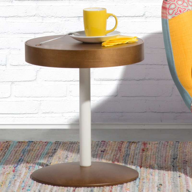 Pedestal End Table, Dark brown