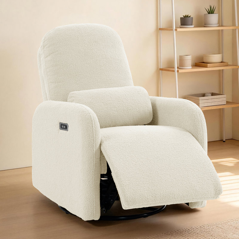 Swivel Rocker Power Recliner Exquisite design Soft Pillow With USB & TYPE-C Port, Beige