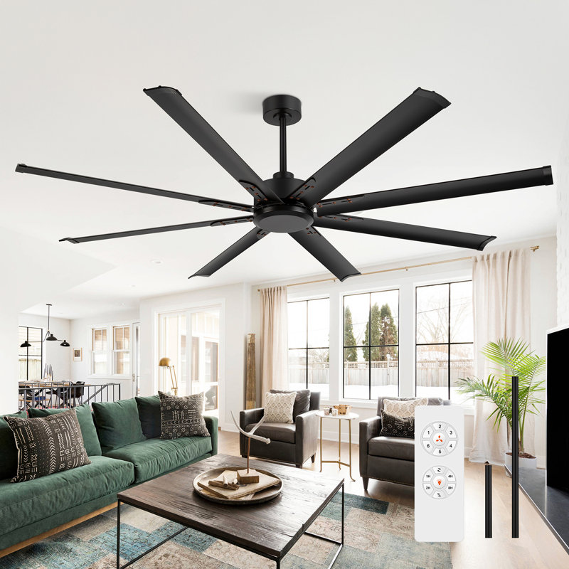 72/84/96/120 Inch Industrial DC Motor Ceiling Fan, Large HVLS Ceiling Fan With Reversible Blades, 6-Speed Remote Control, Home Or Commercial Ceiling Fans For Porch/Garage/Shop