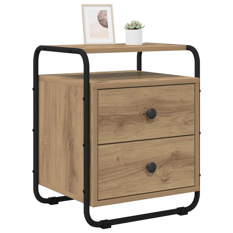 40 cm W Bedside Table, Artisan Oak