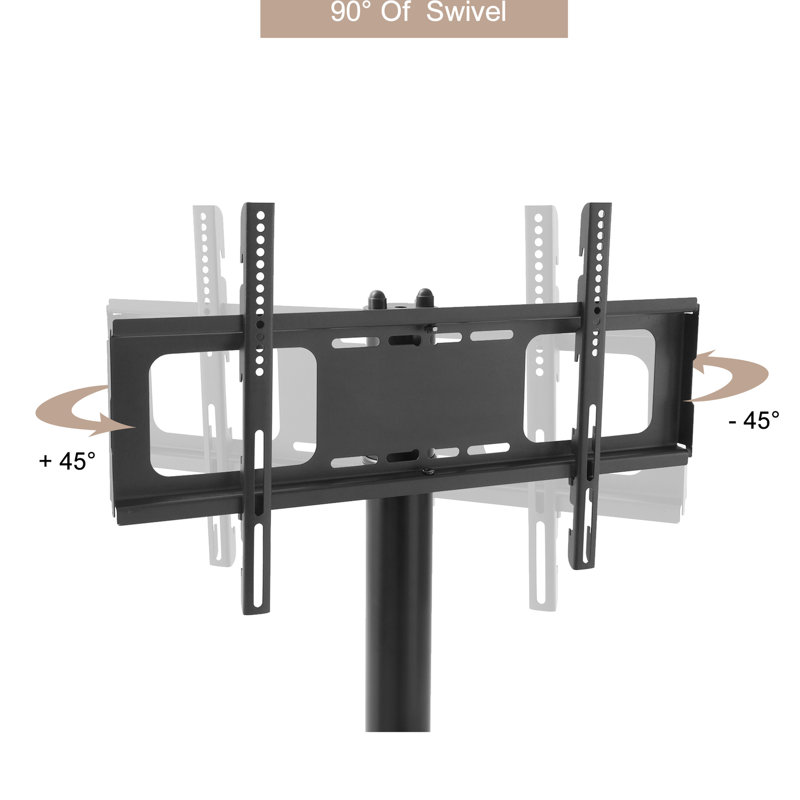 Meuble télé ajustable pour grands téléviseurs, 32 à 65 pouces, verre trempé, cadre en métal, roues verrouillables, hauteur et angle réglables, pouces fonctionnels avec tablettes en verre, angle, plateforme stable