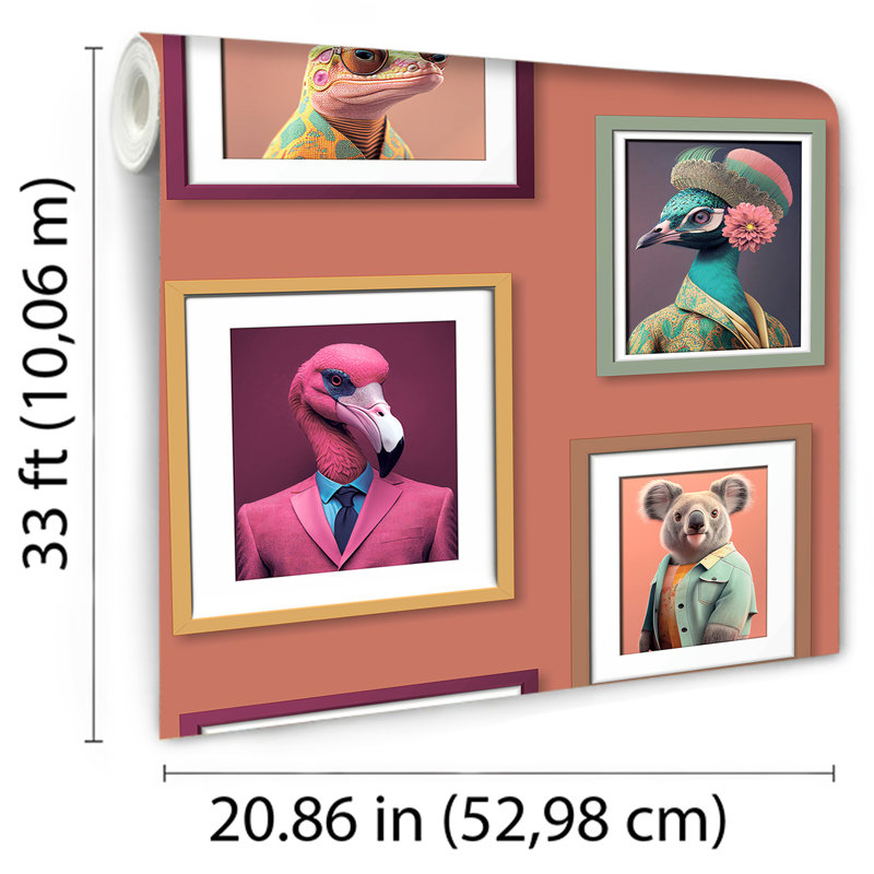 Papier peint Funky Animal Portraits, Orange