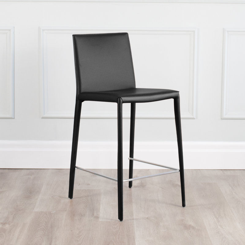 Kurland Sperazza Leather 25.5" Counter Stool, Black