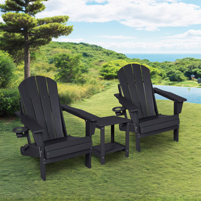 Adirondack Chair With Side Table (Set Of 3) by Beachcrest Home