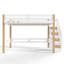 Lit mezzanine en bois avec tablettes, escaliers de rangement et crochets à manteaux.-133705248-135894173