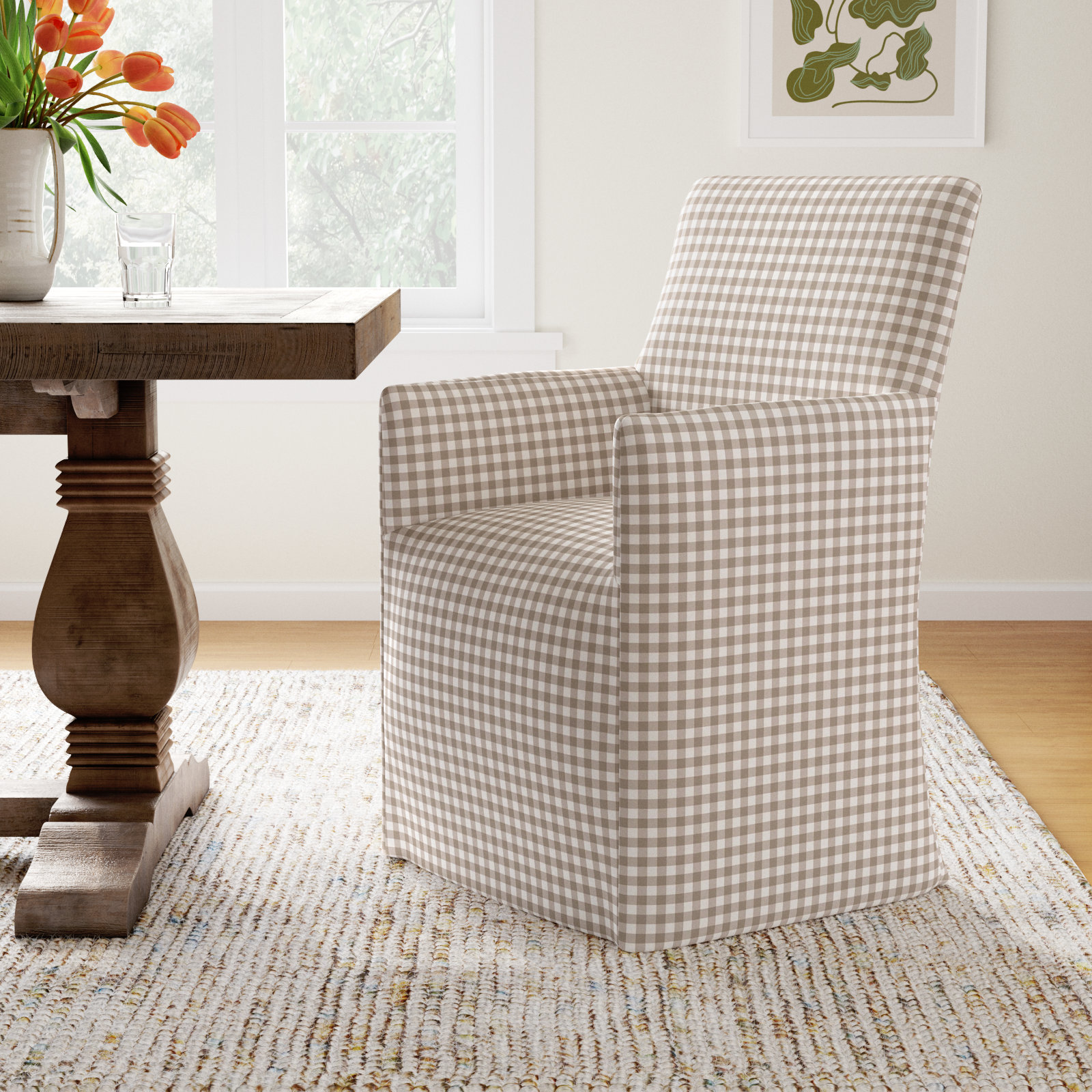 Silvia Dining Armchair, Classic Gingham Tan