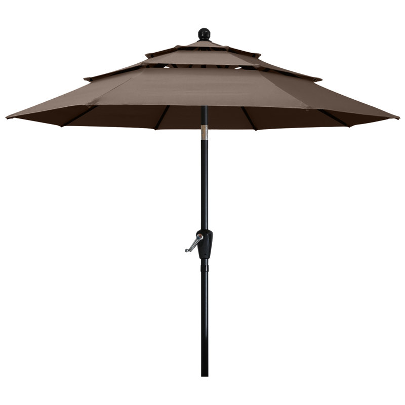 Parasols de patio à 3 niveaux Miqdad par Arlmont & Co., H 96,5 po x l 118,1 po x P 118,1 po, Brun