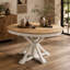 Table de salle à manger extensible rétro avec une rallonge de 12 po pour la salle à manger et le salon (bois de chêne naturel et blanc cassé)-518096797