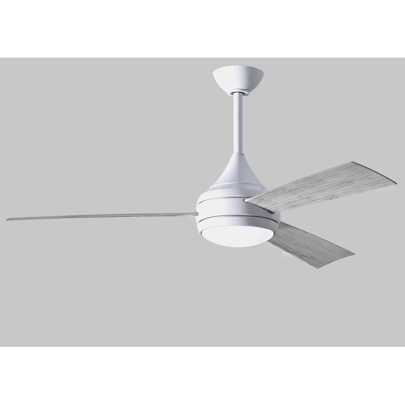 Donaire 52'' Ceiling Fan with LED Lights, Gloss White, Barn Wood Tone