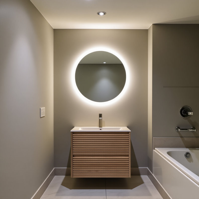 Meuble-lavabo 24 po avec lavabo, meuble de rangement mural en contreplaqué flottant avec tiroirs, lavabo en céramique blanc sans robinet, pré-assemblé, couleur grain de bois chêne Corolla