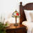 14" Vintage Tiffany Table Lamp With Floral Stained Glass Shade (Bulb Included)