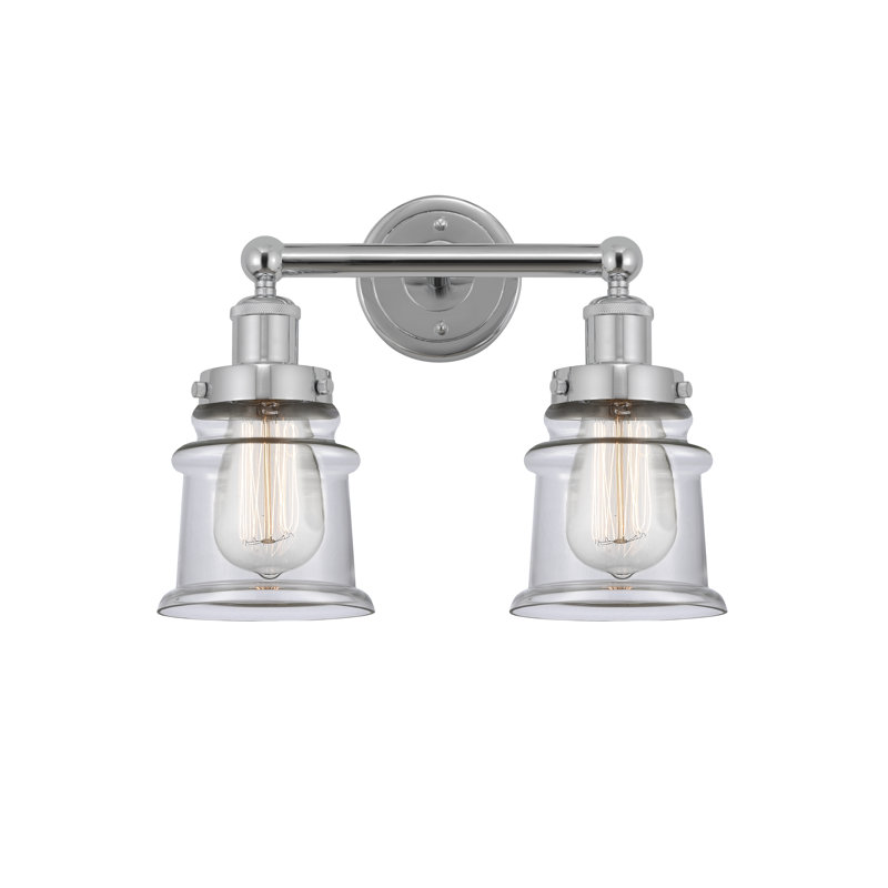 Petit meuble-lavabo pour salle de bain 2 lumières Cailen de la collection Edison, Transparent, Chrome poli