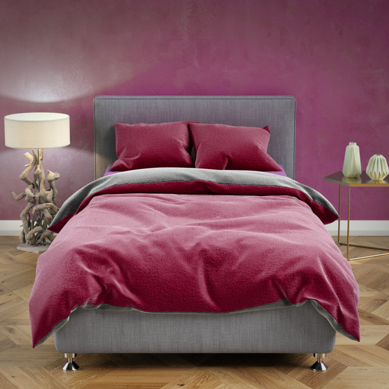 Chanson Bed Linen, 135 x 200cm Duvet Cover Set with 1 Pillow Sham, Red