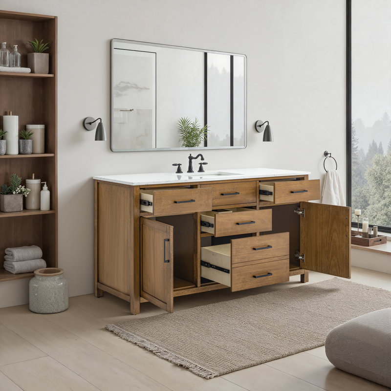 Shamar 60" Single Bathroom Vanity, Mango Ember
