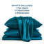 Ensemble de literie pour grand lit 4 pièces avec draps en satin, drap-housse de 15 po de profondeur, drap plat et 2 taies d'oreiller, doux au beurre, bon pour les cheveux et la peau (sarcelle)-128731625-128731615