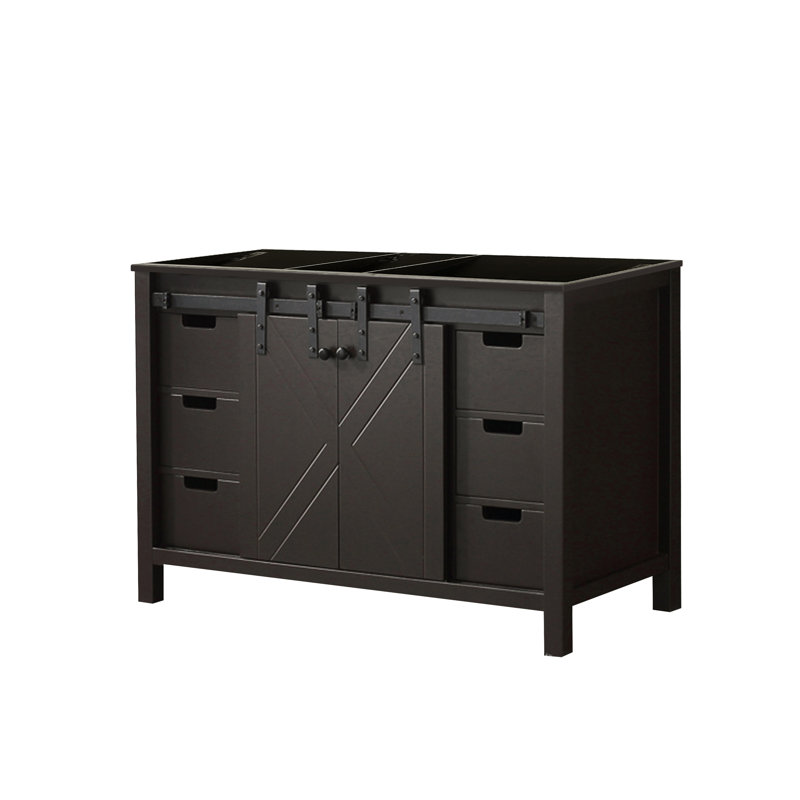 Marsyas 48" Brown Freestanding Vanity Cabinet with Barn Doors