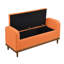 Banc de rangement à plateau relevable pour chambre à coucher de style Mid-Century moderne, tissu texturé orange, bois massif noyer moderne avec revêtement, structure