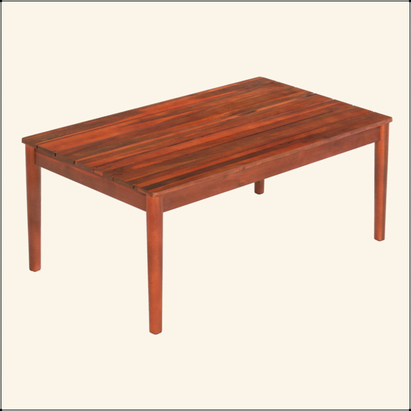 Rustic Outdoor Acacia Wood Coffee Table, Patio Side Table for Garden Deck Backyard