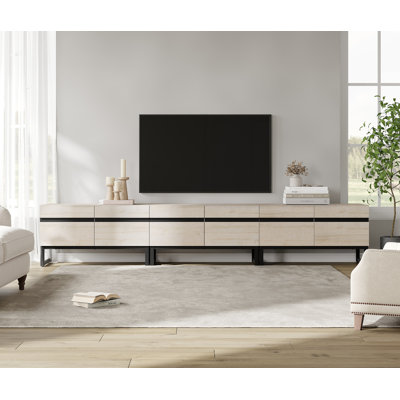 Meuble télé moderne pour téléviseur de 110 po ou moins, console de divertissement 3 en 1 avec armoires de rangement pour le salon