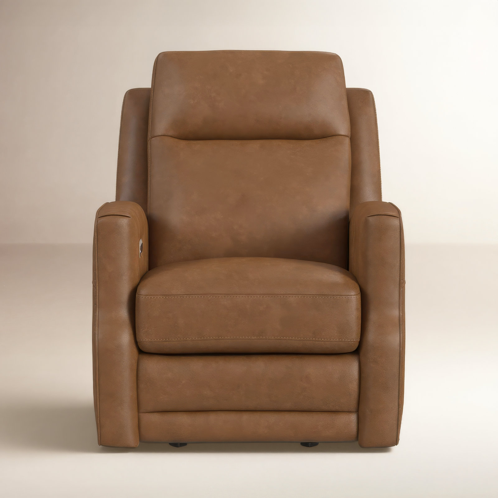 Henri 33" Genuine Leather Power Recliner, Brown