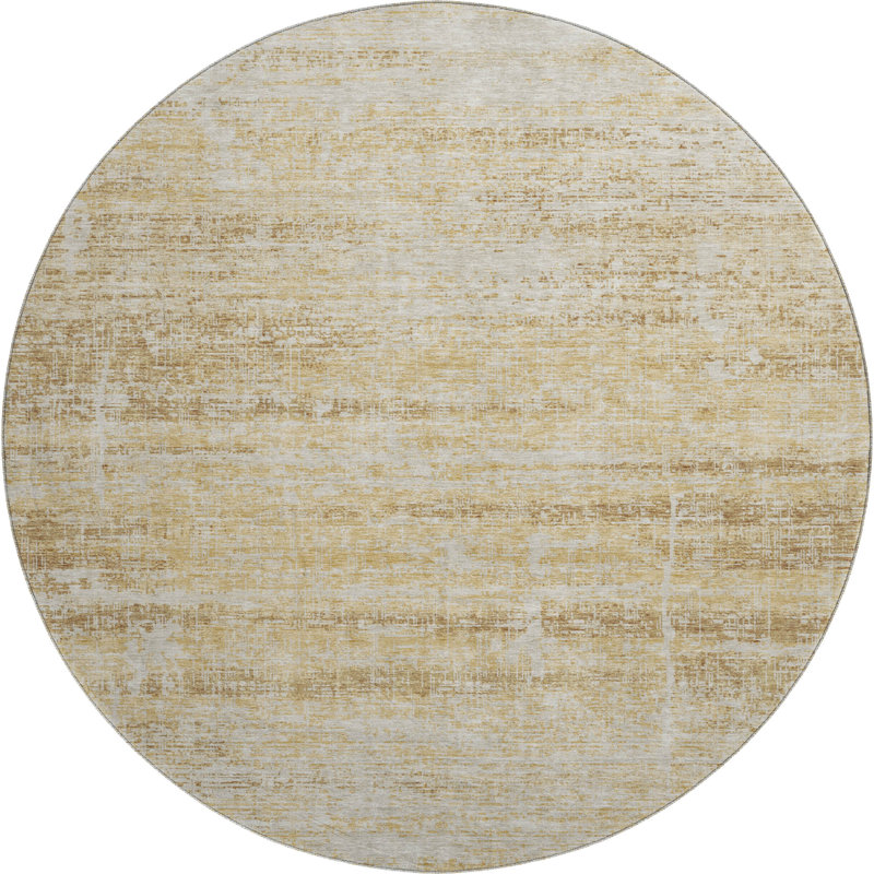 Premium Machine Washable Gerardo Gold Rug, Round 8'