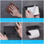 Porte-papier hygiénique auto-adhésif avec tablette pour téléphone - Organisateur de salle de bain mural en acier inoxydable noir, Porte-rouleau de papier hygiénique antirouille