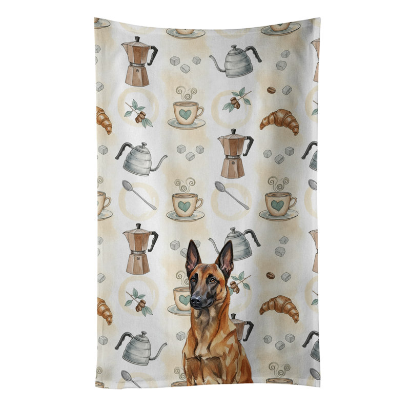 Mahogany Belgian Malinois Coffee Bar Kitchen Towel, Mahogany Belgian Malinois