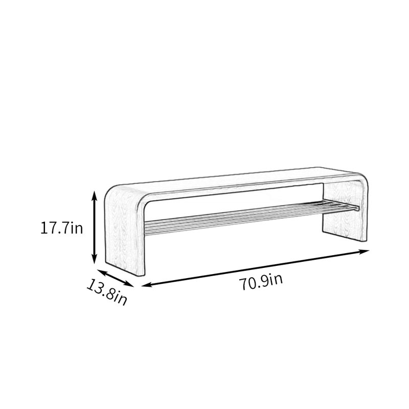 70.9in Shoe Storage Bench, Light Walnut