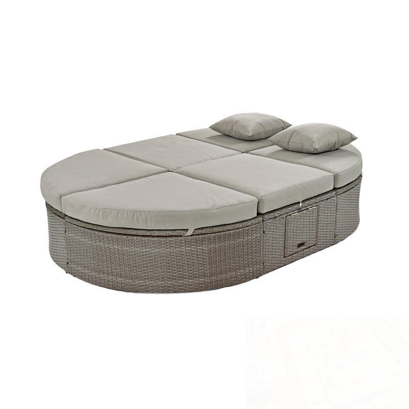 Chaise longue avec coussins et coussins, Gris