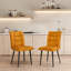 2 chaises de salle à manger en velours gris, pieds fuselés, finition rouille, pour espaces ouverts 2 chaises modernes jaune moutarde, fer poli, coussins moelleux, complément