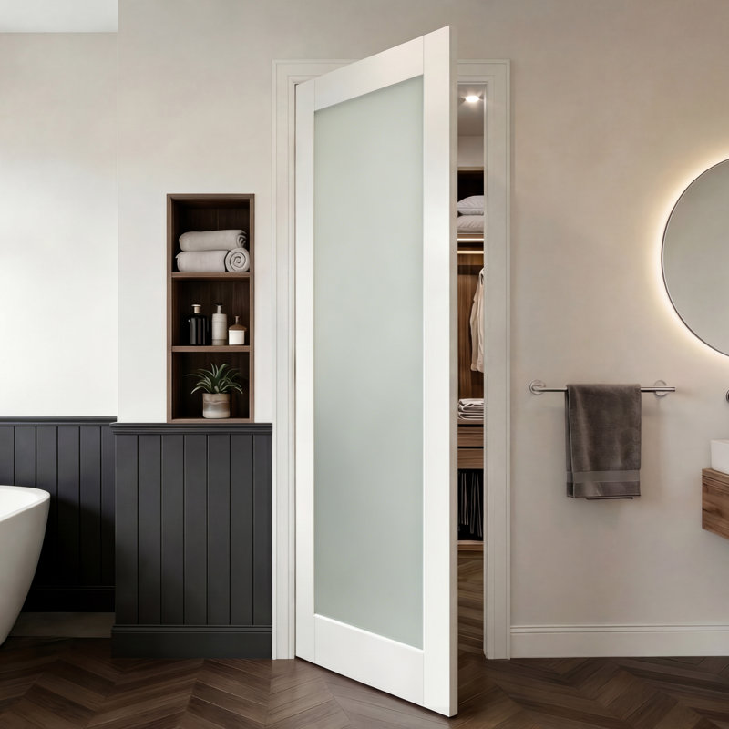 Porte intérieure en panneau de fibres à densité moyenne avec cadre Prehung 1 Lite, 32" x 80", Left