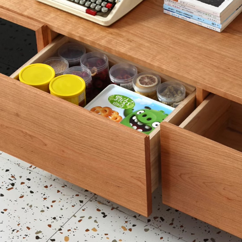 Simple solid wood coffee table TV cabinet combinat