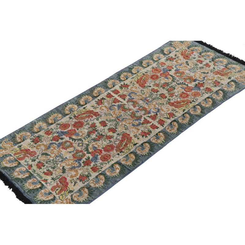Rug & Kilim’S Classic Runner In Red Floral Patterns On Off-White, Runner 2'6" x 10'