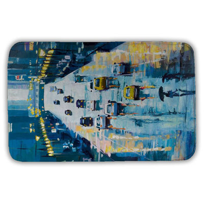 Rainy streets of new york Bath Mat with Non-Slip Backing - Quick Dry Memory Foam Bathroom Rug - Absorbent - Modern Plush Spa-Style - Machine Washable
