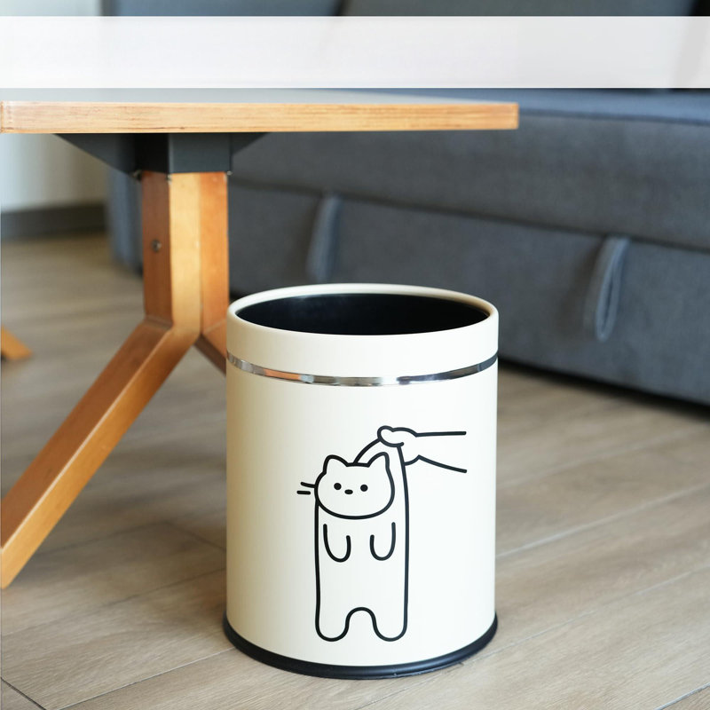 Cat Trash Can - Cat Decor Garbage Can - Small Waste Basket For Bedroom - Garbage Bin Trashcan - Wastebasket Dustbin Trash Cans  (Bye)