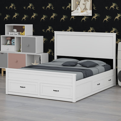 Base de lit en bois avec tiroirs