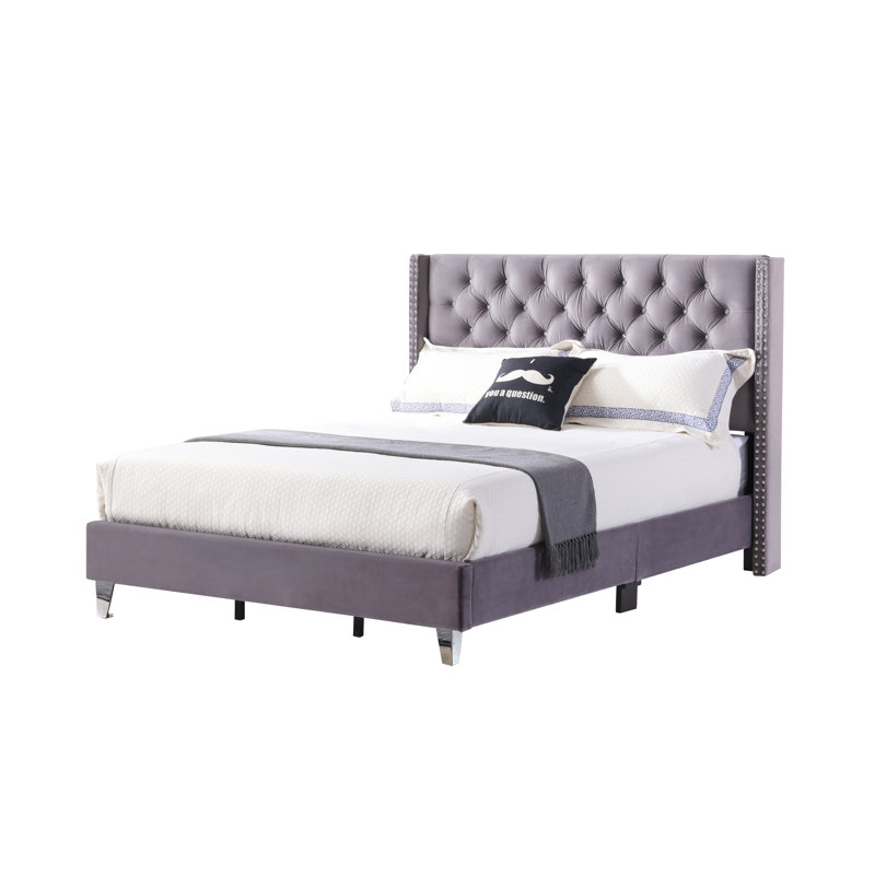Ashe Upholstered Standard Bed, King, Gray