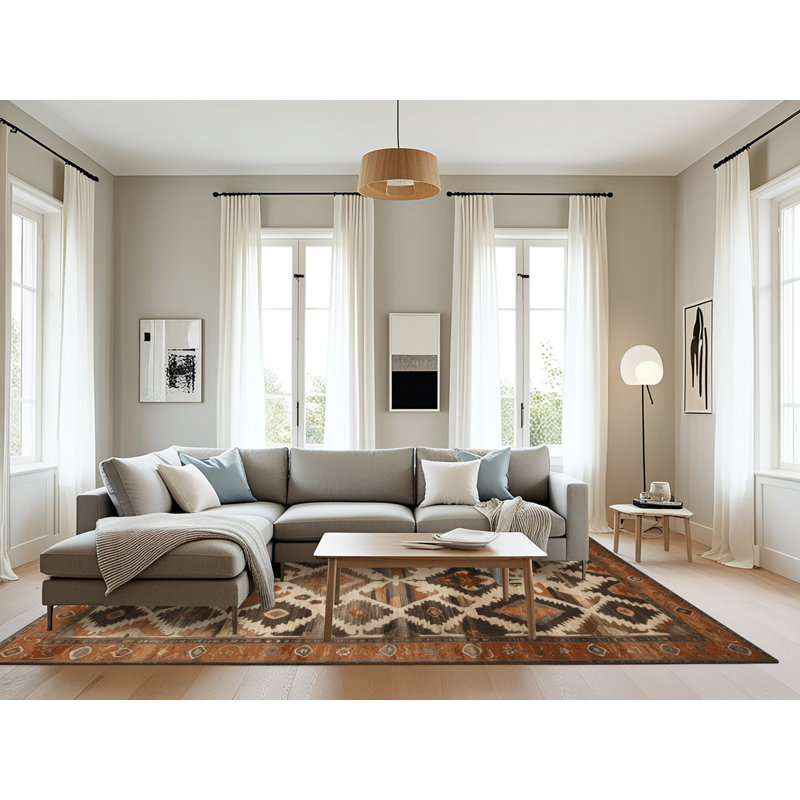 Tapis brun lavable à la machine, Rectangulaire 8 pi x 12 pi