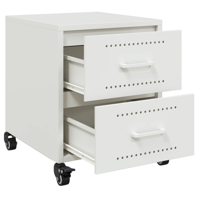 Angala 36cm W Steel Bedside Table, White