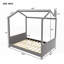 Lit double en bois avec finition velours et structure en pin robuste, gris (aucun sommier requis)