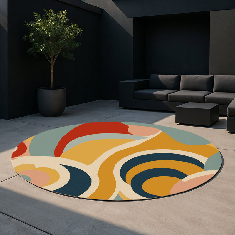 Vibrant Curl Indoor And Outdoor Area Rug, Round 5'