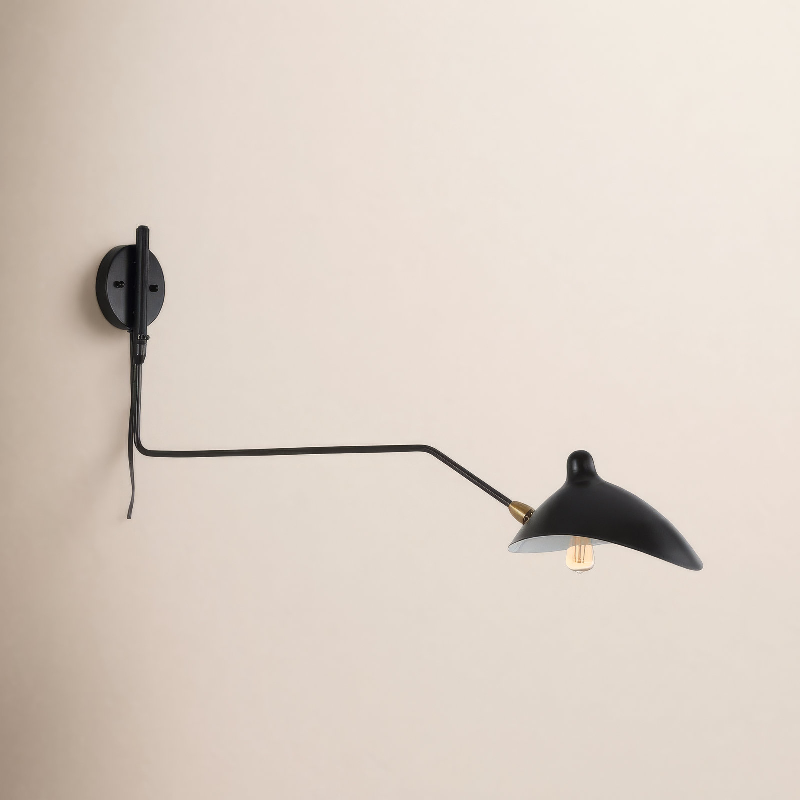 Varun Single Light Swing Arm Sconce, Black/Brass Gold