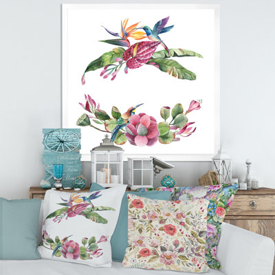 «Spring Bouquet with Pink Flowers III», reproduction d'art sur toile tropicale