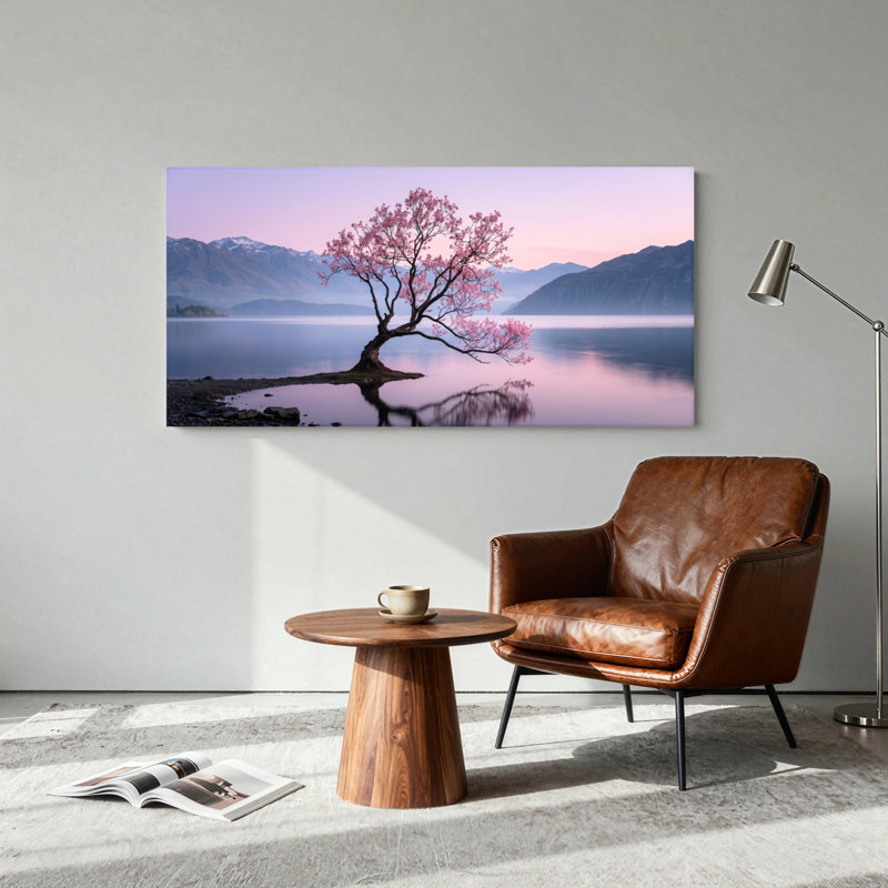Ensemble de 1 tableau sur toile Arbre rose, 40“W x 20”H, Wrapped Canvas