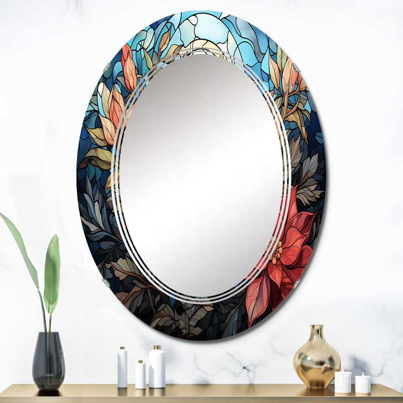 Francesine - Miroir mural floral ovale, 36 po x 24 po