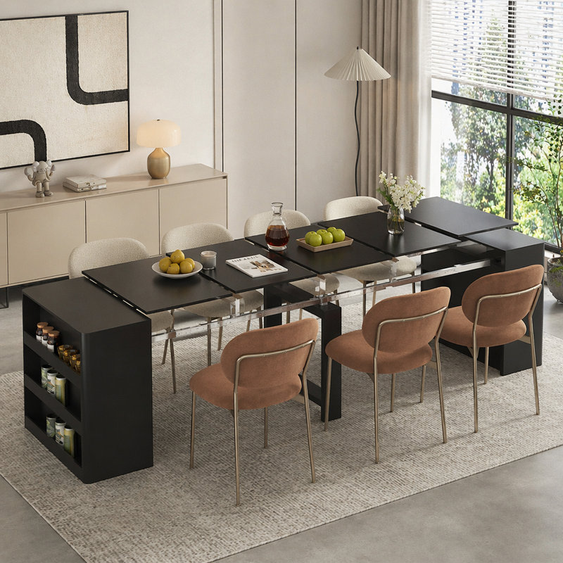 Table de salle à manger extensible pliable, Black