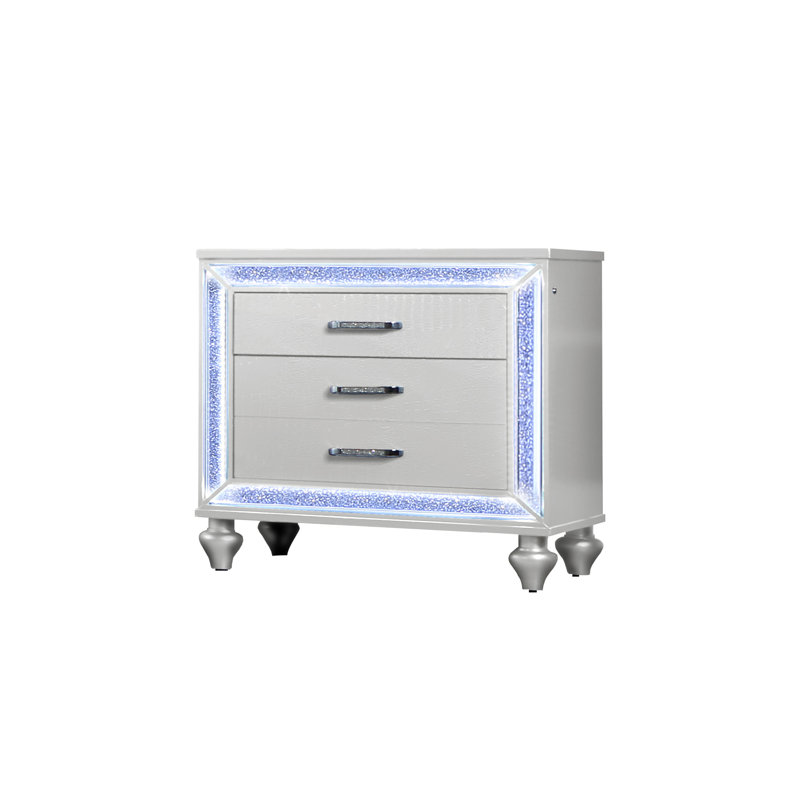 Table de chevet avec lumières DEL, Blanc
